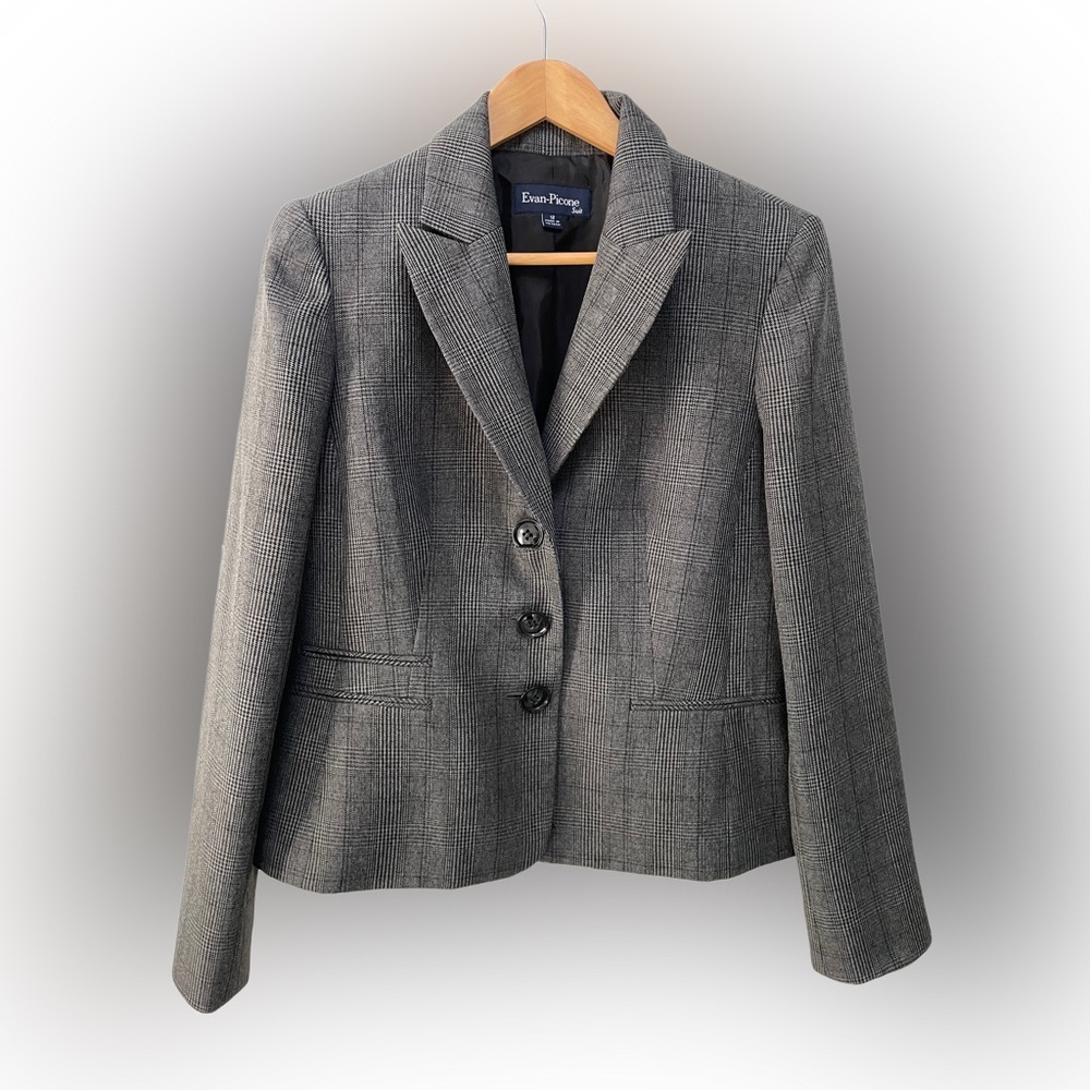 Women’s Business Jacket Gray/Black Size:12 Evan Picone.